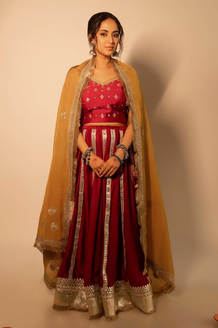 Pants And Pajamas Gota Embroidered Chanderi Lehenga Skirt 