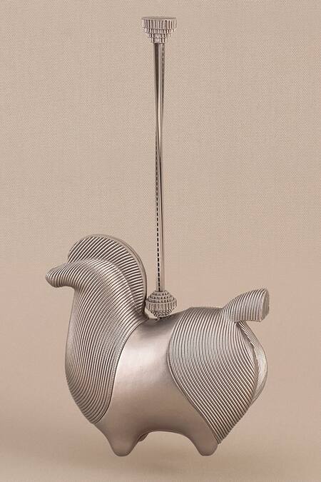 Ampm_Silver Raahi Abstract Handle Bag _Online_at_Aza_Fashions