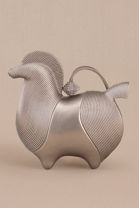 Shop_Ampm_Silver Raahi Abstract Handle Bag _Online_at_Aza_Fashions