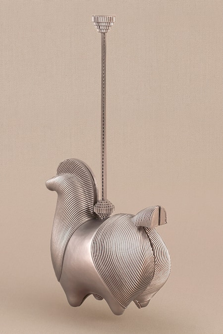 Shop_Ampm_Silver Raahi Abstract Handle Bag 