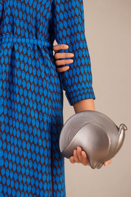 Buy_Ampm_Silver Nazma Abstract Clutch 