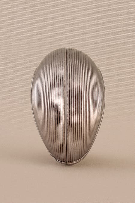 Shop_Ampm_Silver Nazma Abstract Clutch 