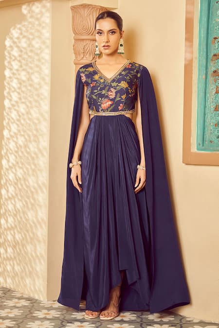 Megha Pitti Floral Print Saree Gown 