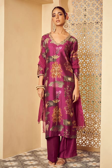 Megha Pitti Floral Pattern Kurta Pant Set 