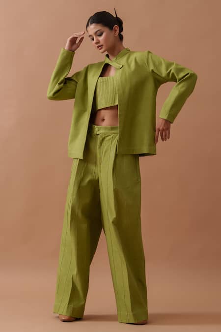 Stoique Sunflower Boxy Fit Pintucked Pant 