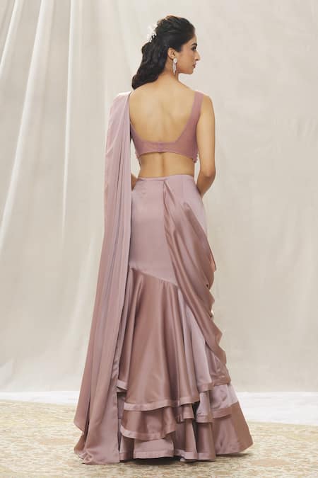 Aariyana Couture Embroidered Blouse With Pre-Draped Skirt Saree 