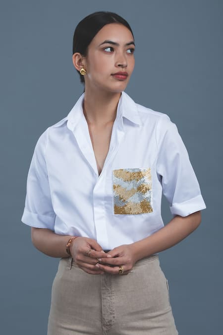 Pallavi Swadi Cutdana Embellished Shirt 