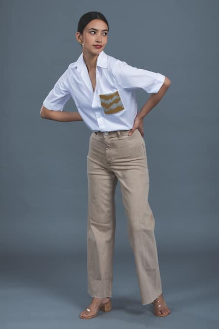 Pallavi Swadi Cutdana Embellished Shirt 