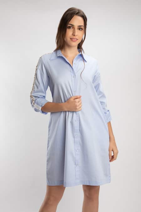 PALLAVI SWADI Sleeve Embroidered Shirt Dress 