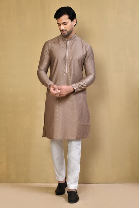 Arihant Rai Sinha Foil Print Embroidered Placket Kurta & Pant Set 