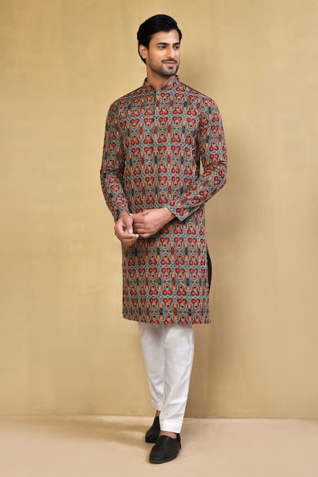 Arihant Rai Sinha Floral Jaal Embroidered Kurta With Polo Pant 