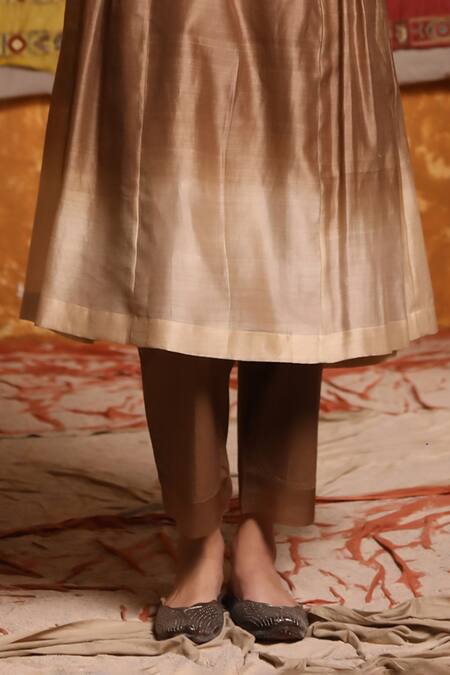 Buy Shivani Bhargava Brown Cotton, Organza Hem Paneled Pant Online at Aza Fashions Buy_Shivani Bhargava_Brown Cotton, Organza Hem Paneled Pant_Online_at_Aza_Fashions