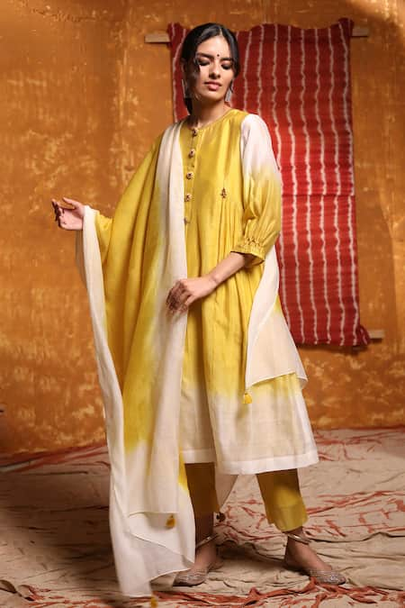 Shivani Bhargava Ombre Dyed Gathered Kurta Pant Set 