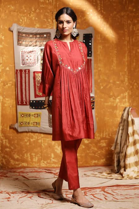 Shivani Bhargava Handloom Silk Gathered Kurta 