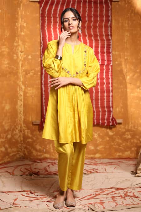 Shivani Bhargava Handloom Silk Embroidered Yoke Kurta 