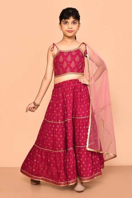 Samyukta Singhania Printed Top Tiered Skirt Set 