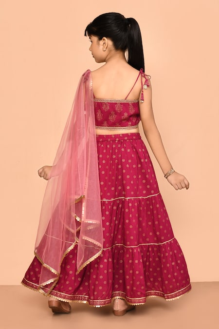 Samyukta Singhania Printed Top Tiered Skirt Set 
