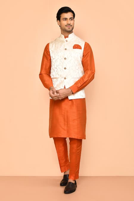 Aryavir Malhotra Woven Jacquard Bundi With Kurta Set 