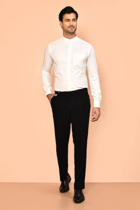 Aryavir Malhotra Mandarin Collar Cotton Shirt 