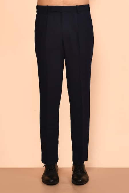 Nayantara Couture_Blue Terrycloth, Rayon Embroidery Polka Bandhgala Pant Set _Online_at_Aza_Fashions