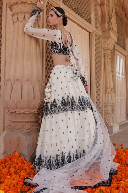 Preevin Floral Blossom Embroidered Lehenga Set 