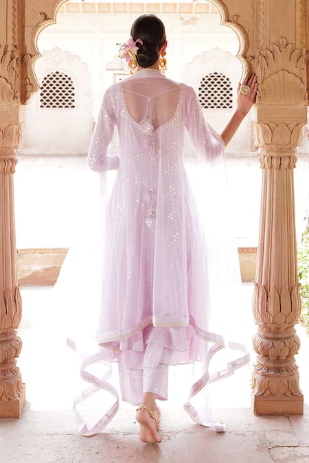 Preevin Mirror Embroidered Tiered Anarkali Pant Set 