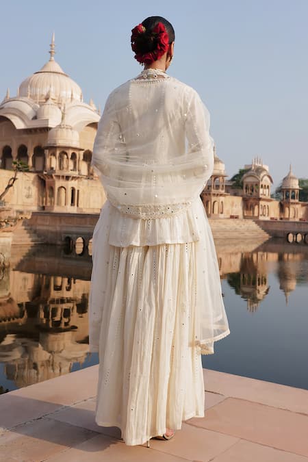 Preevin Mirror Embroidered Angarkha Sharara Set 