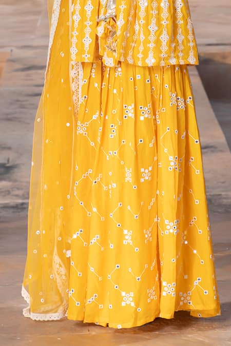 Buy Preevin Orange Tulle, Cotton, Net Lace, Embroidery, Thread Work Angarkha Sharara Set Online at Aza Fashions Buy_Preevin_Orange Tulle, Cotton, Net Lace, Embroidery, Thread Work Angarkha Sharara Set _Online_at_Aza_Fashions