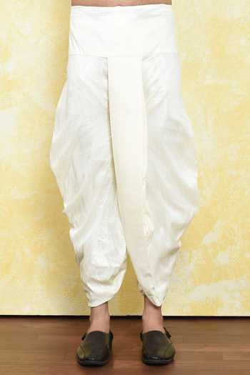 Samyukta Singhania_Green Art Silk Embroidered Placket Straight Kurta With Dhoti Pant _Online_at_Aza_Fashions