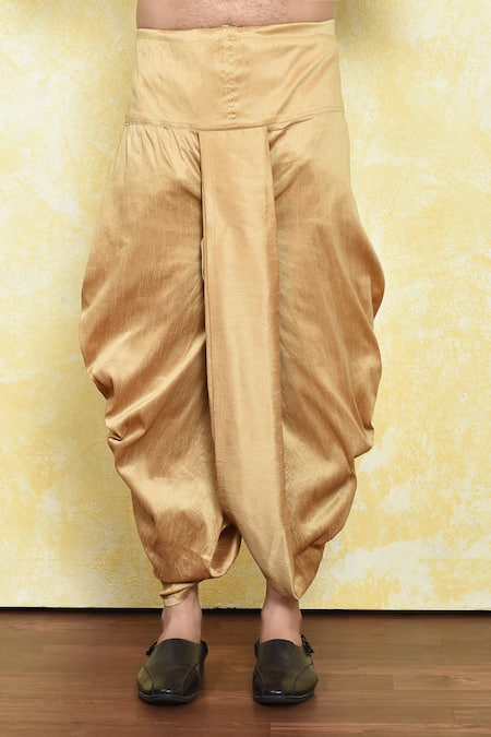 Arihant Rai Sinha_Black Silk Embroidery Dianthus Bloom Placket Kurta With Dhoti Pant _Online_at_Aza_Fashions