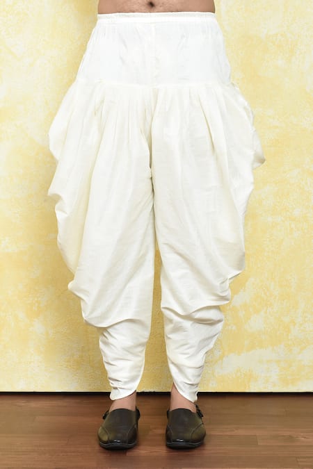 Arihant Rai Sinha_White Silk Embroidery Vintage Yoke Kurta Set _Online_at_Aza_Fashions