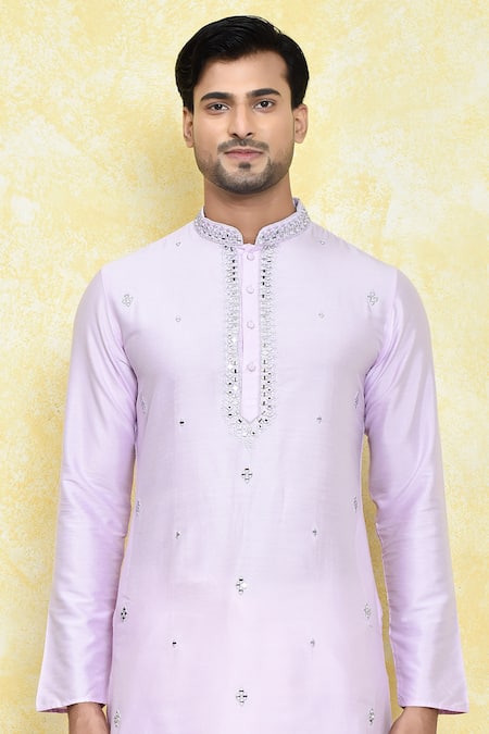 Arihant Rai Sinha Pink Silk Embroidery Flora Sheesha Kurta With Dhoti Pant Online at Aza Fashions Arihant Rai Sinha_Pink Silk Embroidery Flora Sheesha Kurta With Dhoti Pant_Online_at_Aza_Fashions