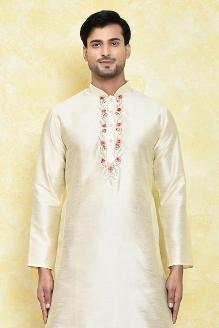 Buy Arihant Rai Sinha Cream Silk Embroidery, Mirrors Collar Thread Kurta And Patiala Pant Set Online at Aza Fashions Buy_Arihant Rai Sinha_Cream Silk Embroidery, Mirrors Collar Thread Kurta And Patiala Pant Set _Online_at_Aza_Fashions