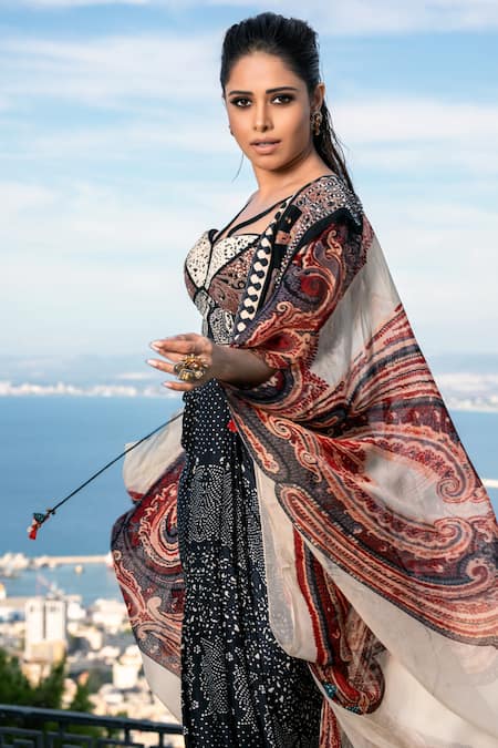 Buy Aseem Kapoor Black Blouse-cotton Silk, Jacket-sheer Silk, Ritu Sheer Jacket And Skirt Set Buy_Aseem Kapoor_Black Blouse-cotton Silk, Jacket-sheer Silk, Ritu Sheer Jacket And Skirt Set