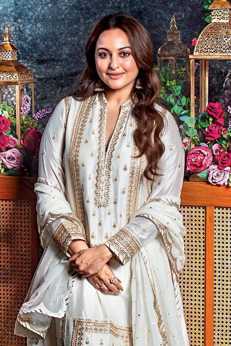 Buy Gopi Vaid White Tussar, Oxford, Silk Gota Patti, Sequins, Asma Floral Kurta Sharara Set Online at Aza Fashions Buy_Gopi Vaid_White Tussar, Oxford, Silk Gota Patti, Sequins, Asma Floral Kurta Sharara Set_Online_at_Aza_Fashions