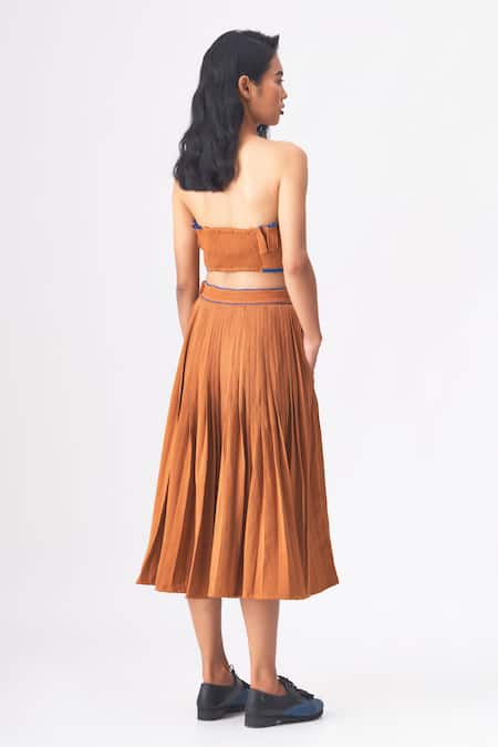 Cross A Line Tess Pleated Crop Top With Skirt 