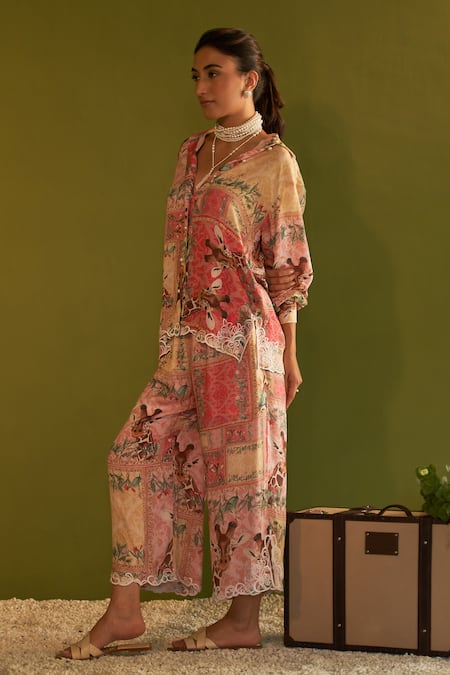 Shop_Sage Saga_Pink Modal Printed Floral Cleo Palazzo_Online_at_Aza_Fashions