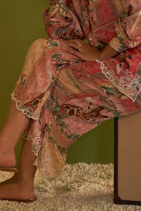 Sage Saga_Pink Modal Printed Floral Cleo Palazzo_at_Aza_Fashions