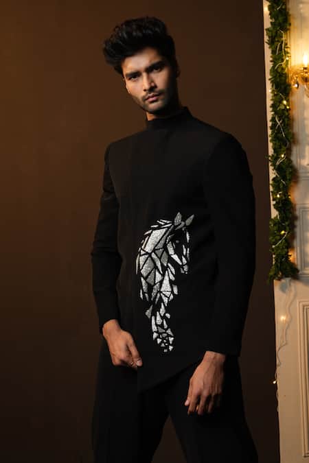 Sanjana Reddy Designs Horse Placement Embroidered Bandhgala Set 