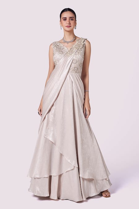 Onaya Layered Embellished Saree Gown 