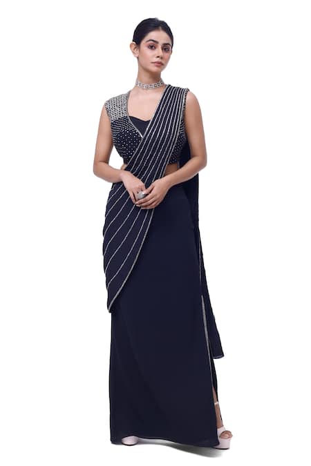 Onaya Mirror Embellished Pre-Stitched Saree With Blouse 