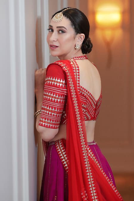 Shop Priyal Prakash Purple Silk, Net Sequins, Zari, Embroidery Round Neck Raw Aari Lehenga Set at Aza Fashions Shop_Priyal Prakash_Purple Silk, Net Sequins, Zari, Embroidery Round Neck Raw Aari Lehenga Set _at_Aza_Fashions