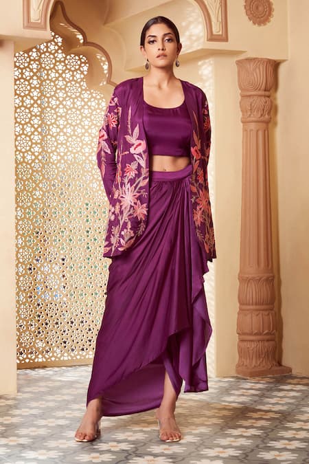 Megha Pitti Embroidered Jacket Skirt Set 