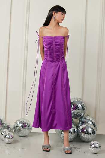 Therealb Purple Satin Sweetheart Neck Enigmatic Empress Dress Online at Aza Fashions Therealb_Purple Satin Sweetheart Neck Enigmatic Empress Dress _Online_at_Aza_Fashions