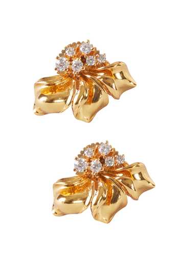 Opalina Soulful Jewellery_Gold Plated Crystals Half Floral Embellished Studs _Online_at_Aza_Fashions