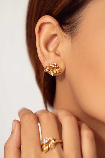 Opalina Soulful Jewellery Half Floral Embellished Studs 