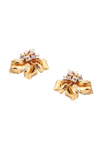 Opalina Soulful Jewellery Half Floral Embellished Studs 