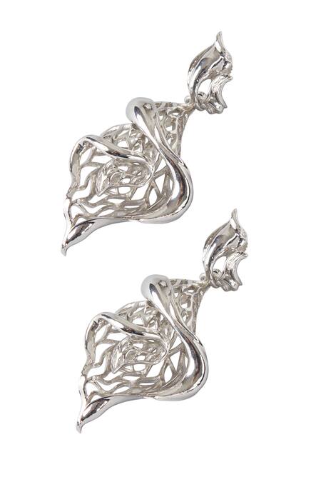 Opalina Soulful Jewellery_Silver Plated Web Spiral Pattern Earrings _Online_at_Aza_Fashions