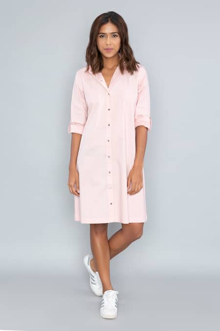 PALLAVI SWADI Front Buttoned Solid Shirt Dress 