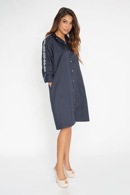 PALLAVI SWADI Sleeve Hand Embroidered Shirt Dress 
